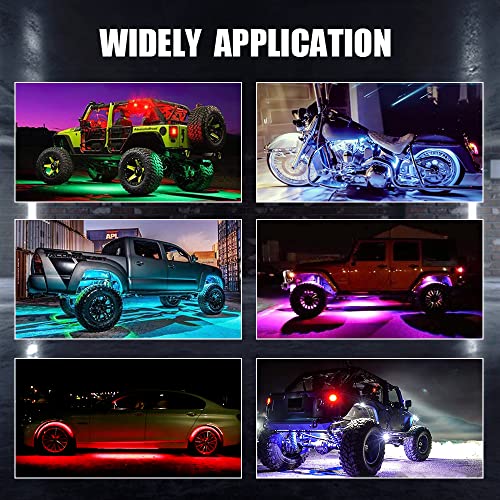8 Pods Rock Lights, RGB LED Rock Lights APP Control Music Mode Multilcolor Waterproof Underglow kit for Trucks Car ATV UTV RZR SUV - size: 8 Pods Rock Light