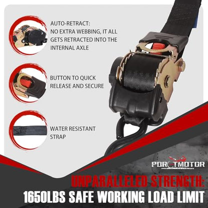 2 Pack Retractable Ratchet Straps (2"" × 10'), 3000LBS Break Strength Ratchet Tie Down Straps Heavy Duty Auto Retracting Ratchet Straps for Motorcycle, Trailers, Boats, ATVs, UTVs - style: 2in x 10ft (Pack of 2)