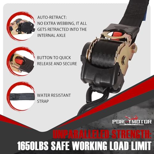 2 Pack Retractable Ratchet Straps (2"" × 10'), 3000LBS Break Strength Ratchet Tie Down Straps Heavy Duty Auto Retracting Ratchet Straps for Motorcycle, Trailers, Boats, ATVs, UTVs - style: 2in x 10ft (Pack of 2)
