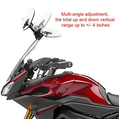 Motoparty Motorcycle Adjustable Windshield Extension - Universal Clip-on windscreen for Kawasaki Yamaha BMW Buell Ducati