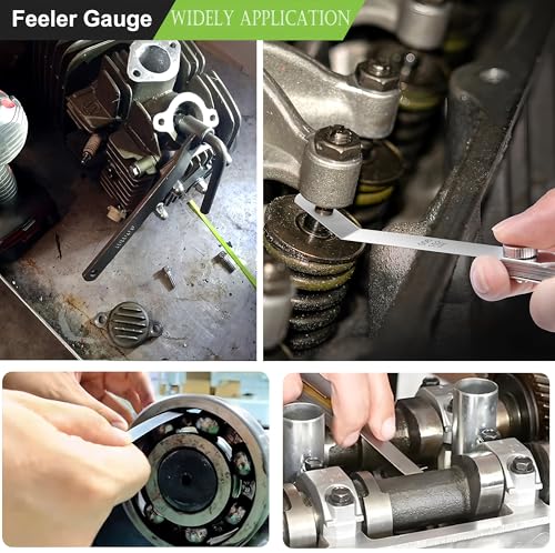 Adjusting Valves Tools Set-4pcs,Motorcycle Engine Valve Screw Adjusting Tool, Include Straight and Angled Feeler Gauges(Metric and Imperial),Hexagonal Hole Tool and Square Hole Tool