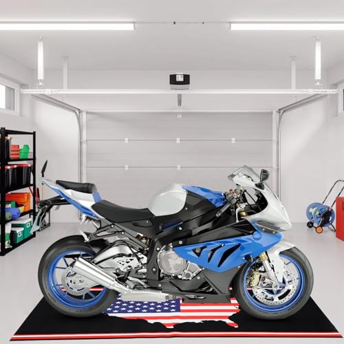 Drydiet Motorcycle Mat Garage Floor Rug Washable Parking Mats for Garage Floors Non Slip Oil Absorbent Pad Rubber Backing Layer Protects Floor(America Style,78 x 31 Inch) - size: 78 X 31 Inch, style: America Style