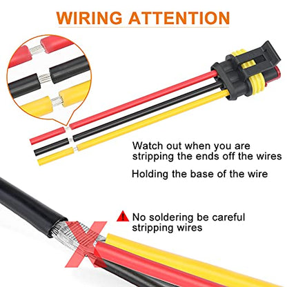 NAOEVO 3 Pin Connector Waterproof, 16 AWG 3 Wire Connectors, Automotive Electrical Male and Female Plug with Heat Shrink Tubing for Car Truck Boat Wire Connection, 6 Kits - size: 3 Pin