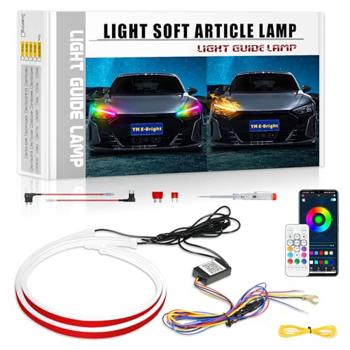 YM E-Bright Sequential Turn Signal LED Strip, 24inch/60CM | Dual Colors, Flexible RGB Multicolor, Switchback Light, For Cars Motorcycle - color: Multicolors/Amber Switchback, size: 24 inch