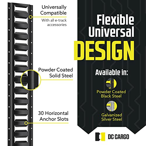 Fifty 10-ft E Track Tie-Down Rail, Powder-Coated Steel ETrack TieDowns, Horizontal 10' E-Tracks, Pack of 10 Bolt-On Tie Down Rails for Cargo on Pickups, Trucks, Trailers, Vans - size: 50-pack