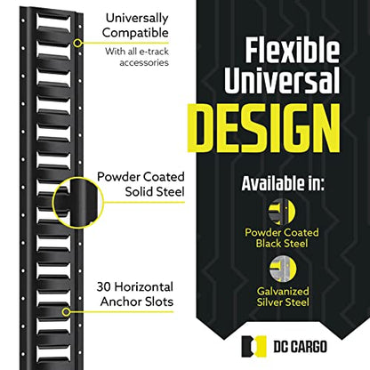 Ten 10-ft E Track Tie-Down Rail, Powder-Coated Steel ETrack TieDowns, Horizontal 10' E-Tracks, Pack of 10 Bolt-On Tie Down Rails for Cargo on Pickups, Trucks, Trailers, Vans - size: 10-pack