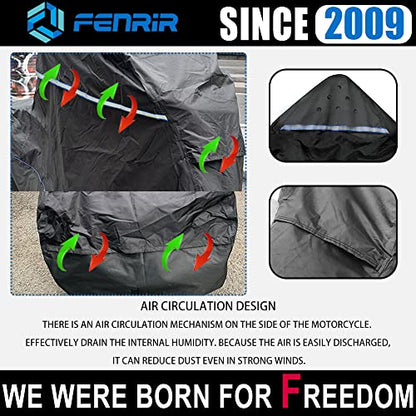 FENRIR 96" Motorcycle Cover Waterproof Outdoor Storage Exhaust Pipe Anti-Scalding Compatible with Harley Davidson Softail Fat bob Fat boy Low Rider Breakout Indian Scout Chief Shadow Vulcan Boulevard - size: 96.45"X41.33"X49.21" Cruiser