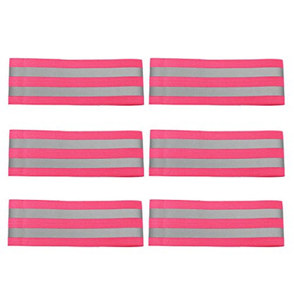 iEFiEL High Visibility Reflective Arm Bands Wrist Ankle Leg Reflector Belt Straps for Night Walker Runner Rider Safety - color: Rose B