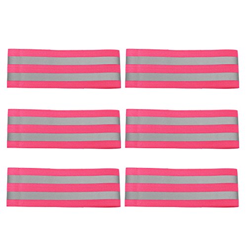 iEFiEL High Visibility Reflective Arm Bands Wrist Ankle Leg Reflector Belt Straps for Night Walker Runner Rider Safety - color: Rose B