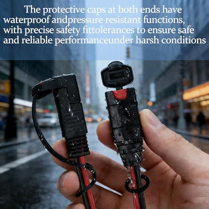 2-Pack 1FT 14AWG SAE Extension Cord, Waterproof SAE Connector Cable with 20A Fuse, Tool-Free for Motorcycle/ATV/UTV/Car Automotive ﻿