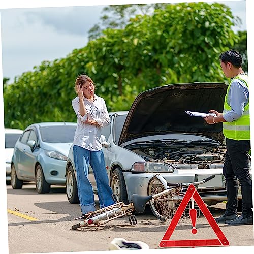 TOYANDONA 2pcs Car Warning Triangle Kit Durable Folding Reflective Safety Tripod for Roadside Emergency Vehicle Maintenance