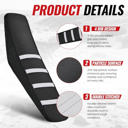 Seat Cover for Yozma IN10,White Stripe Non-Slip Motorcycle Cushion Cover for Electric Dirt Bike Ebike Yozma in 10-White - color: White