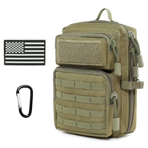 Tactical Molle Utility Pouch, Compact EDC Tool Pouch Bag Tactical Phone Pouches Medical EDC IFAK Pack Mini Waist Pouches - color: Green
