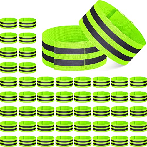 100 Pcs Reflective Arm Bands for Night Walking Reflector Bands Wrist Arm Ankle Leg High Visibility Reflective Gear Safety Reflector Tape Straps for Cycling and Running - color: Green