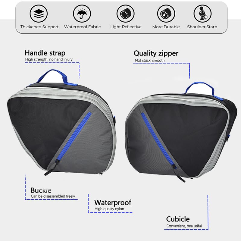 2 PCS Motorcycle Expandable Trunk Inner Bags Pannier Liner Waterproof Storage Suitcase for Yamaha TRACER 9/900 GT 2020-2021 (Red) (blue)