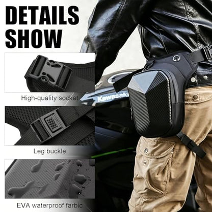 Motorcycle Leg Bag For Men EVA Hard Shell Thigh Bag Drop Leg Bag With Removable Leg Straps Multifunctional Gear Bags For Cycling Hiking Travel Outdoor