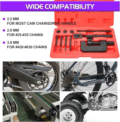 Motorcycle Chain Breaker, Heavy Duty Chain Splitter/Breaker Link Riveting Tool Kit Replacement for Motorcycle, Bike, ATV Bicycle Repair Tools