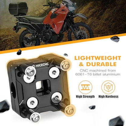 NICECNC 14MM GPS Adjustment Bracket GPS Fixed Rod Clamp Compatible with Kawasaki KLR650 2022 2023, 6061 Billet Aluminum, CNC-machined, with Necessary Stainless Steel Hardware, Black