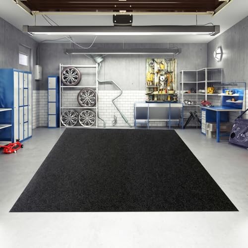 Garage Floor Mat for Under Car, 7.3 x 17 Ft Parking Rug with Waterproof Backing, Non-Slip Surface, Absorbent Oil Spill Pad for Driveway, Workshop and Motorcycle Repair (Dark Grey)