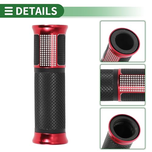 7/8" 22mm 15/16" 24mm Motorcycle Hand Grips Cover Kit Aluminum Alloy Rubber Handlebar Grips Diamond Pattern Side Checkered Diamond Pattern Red - color: Red
