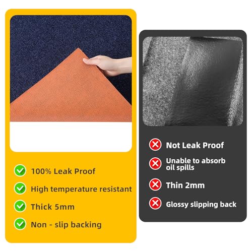 Oil Spill Mat 29" x 36", Heavy-Duty Oil Mat for Garage and Driveway, Premium Absorbent Oil Leak and Drip Mat for Under Car, Reusable Washable Spill Pad with Waterproof Slip-Resistant Backing - size: 29"x36"