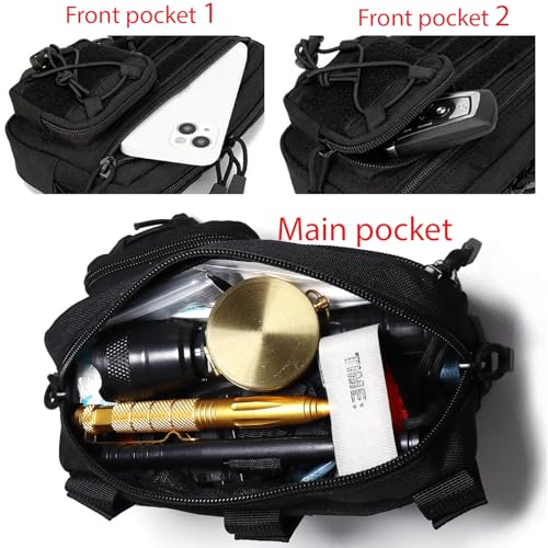 Tactical Molle Utility Pouch, Compact EDC Tool Pouch Bag Tactical Phone Pouches Medical EDC IFAK Pack Mini Waist Pouches - color: Black New