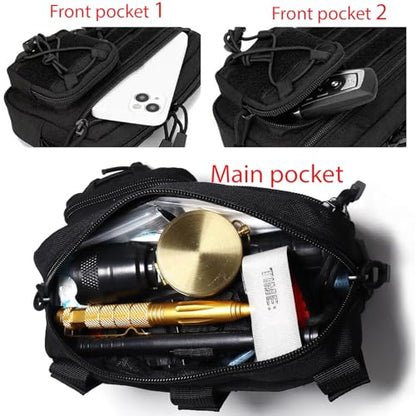 Tactical Molle Utility Pouch, Compact EDC Tool Pouch Bag Tactical Phone Pouches Medical EDC IFAK Pack Mini Waist Pouches - color: Black New