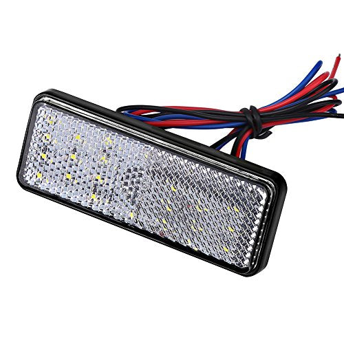 CDQL Motorcycle LED Rear Reflector Tail Brake Light Stop Lamp,Universal Motorcycle Scooter Moped Rectangle LED Reflector Tail Brake Light,Turn Signal Light, For Scooters ATVs(White Shell White Light)