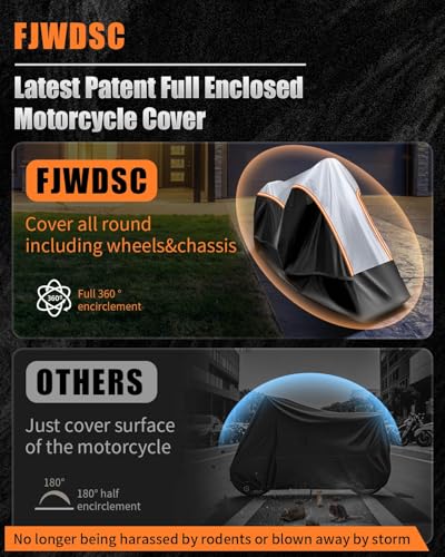 Full Enclosed Motorcycle Cover Waterproof Outdoor/Indoor Storage Waterproof Motorcycle Cover Heavy Duty with Reflective Strips Fits Moped/Scooter/Cruisers/Sport Bikes Length up to 86.5" - size: 1.(XL)86.5L"x45"Wx53"H