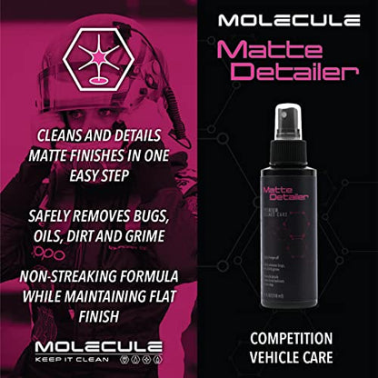Molecule Helmet Matte Detailer | Premium Helmet Care | Cleans & Details Matte Finished Helmets, Visors, and Goggles | 4 Ounce