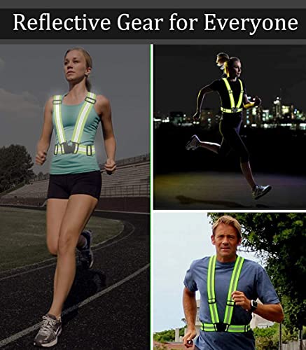 Running Reflective Vest Gear 3 Pack, Adjustable Safety Vest High Visible Reflective Belt Straps Night Walking Vest - color: Green,Black,Purple