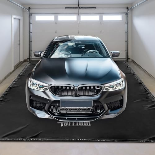 TUFFIOM Containment Mat w/Squeegee, 7'9" x 16' Garage Floor Mats for Under Car, Heavy Duty Waterproof Car Parking Mats for Snow Ice Rain Mud Oil - size: 7'9" x 16'