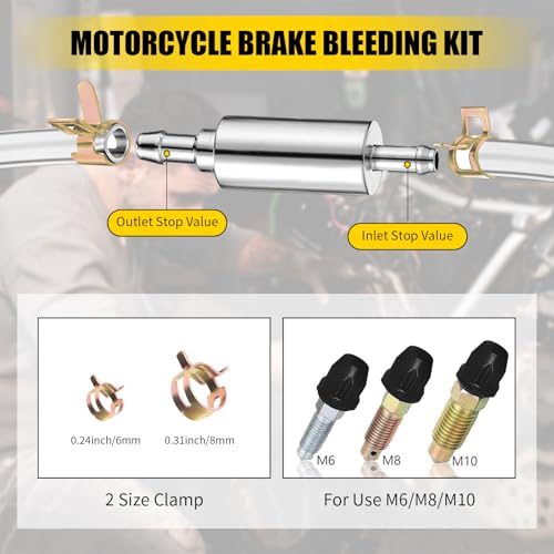 Brake Bleed Kit,Brake Fluid Bleeder Kit,Hydraulic Disc Clutches Bleeding Kit Includes 100ml Syringe 50cm Hose and 2*One Way Check Valve Tube Bleeding Tool for Motorcycle Scooters