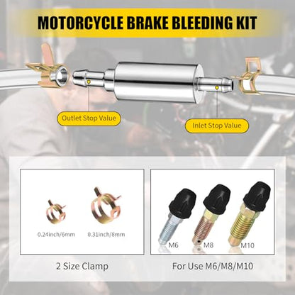 Brake Bleed Kit,Brake Fluid Bleeder Kit,Hydraulic Disc Clutches Bleeding Kit Includes 100ml Syringe 50cm Hose and 2*One Way Check Valve Tube Bleeding Tool for Motorcycle Scooters
