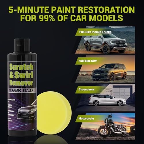 Upgraded Car Scratch Remover Kit, Scratch Remover for Vehicles ＆ Cars, Car Paint Scratch Repair, Polishing ＆ Rubbing Compound Paint Restorer with Applicator Pad, add Gloss ＆ Shine 16OZ, 1 Pack