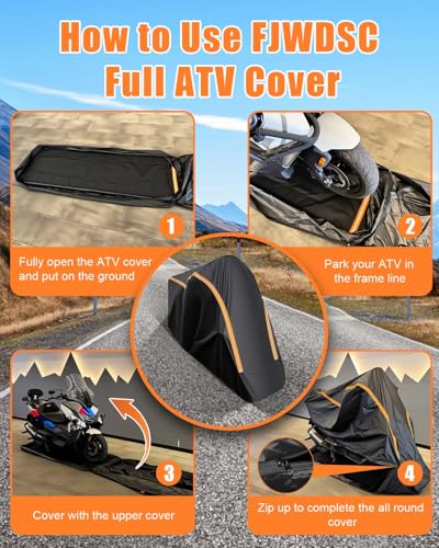 Full Enclosed ATV Covers Waterproof Outdoor Heavy Duty 4 Wheeler Cover All Season Weather Proof Quad Cover with Reflective Strips Fits ATV Length up to 84" Windproof Sunproof Dustproof - size: 5.(ATV)84"Lx53"Wx49"H