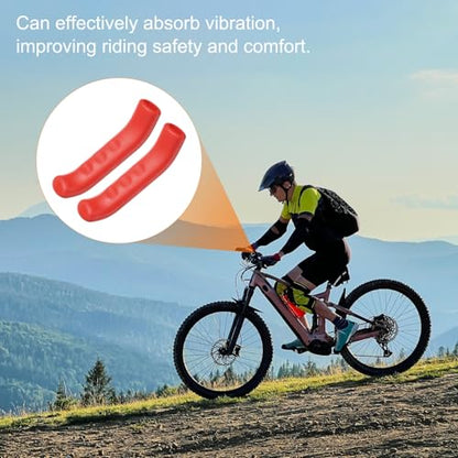 HARFINGTON 3 Pairs Bike Brake Lever Cover Silicone Brake Lever Grip Protector Anti-Slip Brake Handle Protection Covers Sleeve for Mountain Road Bike Cycling, Red - color: Red