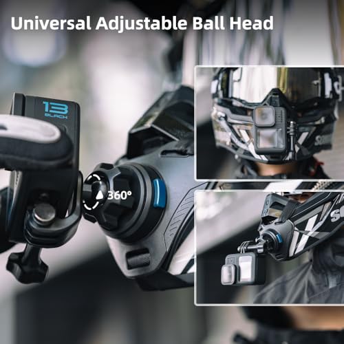 Magnetic Quick Release Motorcycle Dirt Bike Bicycle Strap Holder Clamp Mounts Compatible with Go Pro Hero 13,12,11,10, 9, 8, 7,DJI Osmo Action 2,3,4,5 pro,AKASO and Most Action Cameras - color: Adjustable Version