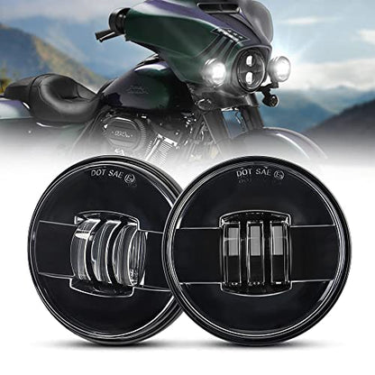Motorcycle passing lights Led fog light 4.5 inch Auxiliary Light Projector Driving Lamp for Road king Electra Glide Softail H-D Fatboy(Black) - color: Black