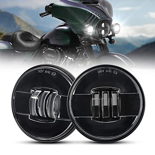 Motorcycle passing lights Led fog light 4.5 inch Auxiliary Light Projector Driving Lamp for Road king Electra Glide Softail H-D Fatboy(Black) - color: Black