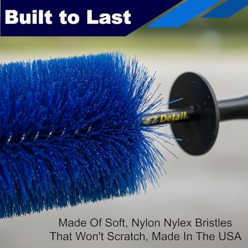 EZ Detail Big and Little Brush Combo - Wheel Rim Cleaner for Cars, Bike, Trucks, Motorcycle, and Other Vehicles - Non-Scratch Auto Detailing Tool, Easily Reaches Nook and Crannies