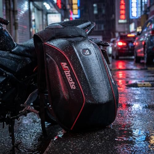 Motorcycle Backpacks for Men Helmet Bags Waterproof Hard Shell 30-48L Expandable Storage Travel Bag Luggage Black Red - color: Red