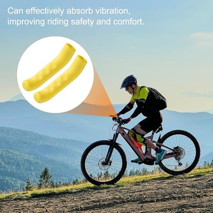 HARFINGTON 3 Pairs Bike Brake Lever Cover Silicone Brake Lever Grip Protector Anti-Slip Brake Handle Protection Covers Sleeve for Mountain Road Bike Cycling, Yellow - color: Yellow