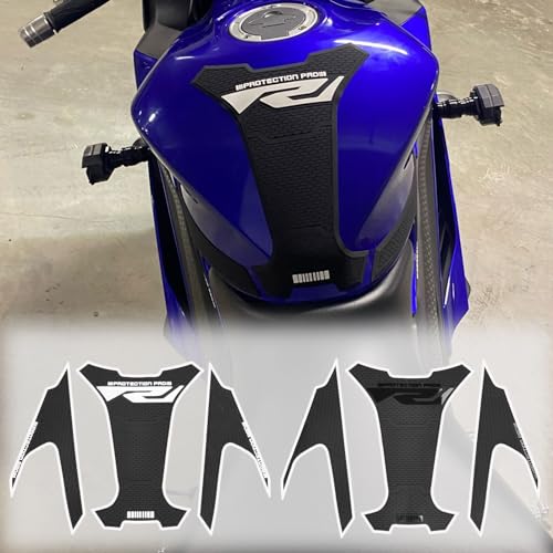 WOOGA Gas Tank Protectors Compatible with YA&MA&HA YZF-R25/R3 MT25/MT03 Accessories 2019-2024,Fuel Tank Anti-Skid Protection Stickers,Motorcycle Tank Side Traction Pad (Black) - color: Black