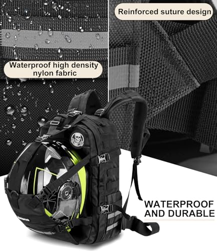 Helmet Backpack for Motorcycle Cycling, Large Capacity Waterproof Helmet Holder, Helmet Storage Bag Hiking Backpack - color: Black-skeleton