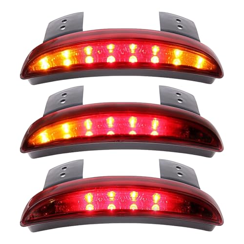Motorcycle Chopped Rear Fender Edge LED Brake License Plate Tail Light Stop Running Light Turn Signal Lamp for Harley Sportster XL883N 1200N XL1200V XL1200X (Red) - color: Red