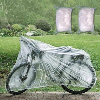2PCS Motorcycle and Bicycle Cover - Transparent Waterproof + Secure Closure Design - Made of High-Strength Plastic, Lightweight and Portable, Effortless Quick Installation