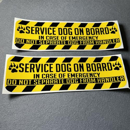 Car Stickers Service Dog on Board Emergency Warning Yellow Auto Truck Tail Window Triangle Decals Motor Body Vans Applique (2, 150x45mm) - size: 150x45mm