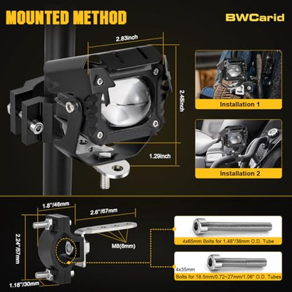 Motorcycle Auxiliary LED Lights - 8 Modes White/Amber Fog Lights Strobe Overtaking Driving Light for Night Riding,with Mount Brackets Wire Harness Kit,for R1200gs ADV,Adventure,Touring,Sport,ATV,UTV