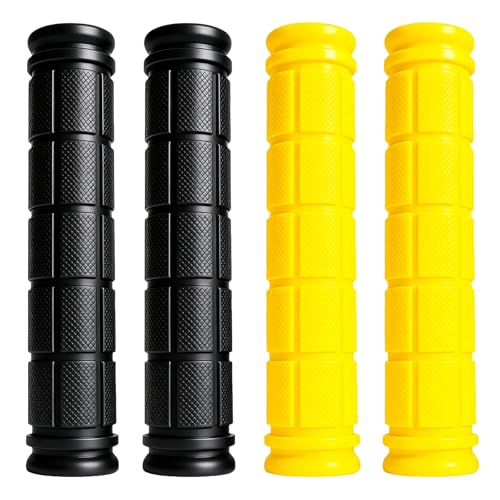 2 Pairs Bike Handlebar Grips for Bikes - color: Black and Yellow